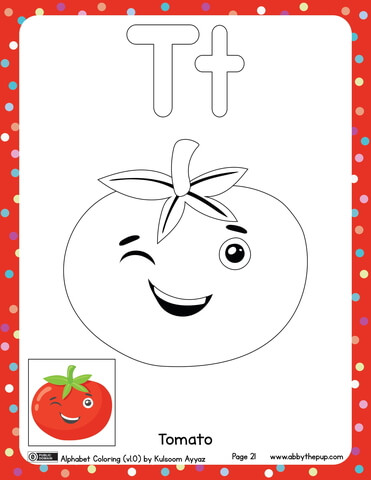 T Is For Tomato Coloring Page